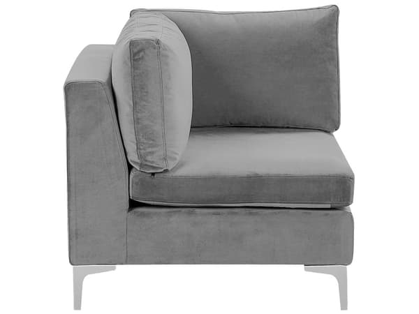 Högervänd Modulär Hörnsoffa Grå Sammet 5-sits L-formad Silver Metall Ben Glam Stil