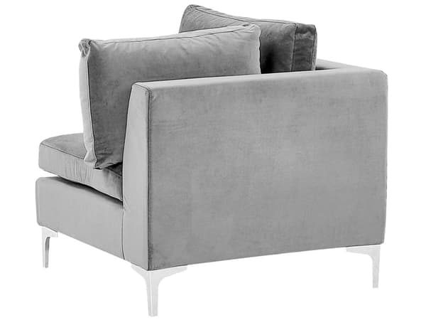 Högervänd Modulär Hörnsoffa Grå Sammet 5-sits L-formad Silver Metall Ben Glam Stil