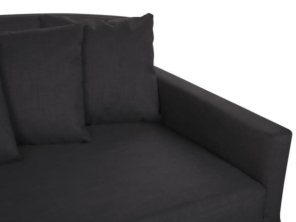 Sohva musta kangas verhoiltu kolmelle irrotettava päällinen koristetyynyt moderni perinteinen tyyli
