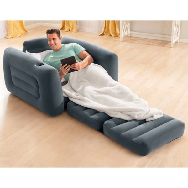 INTEX oppustelig stol 117x224x66 cm mørkegrå