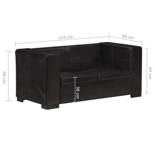 vidaXL 325119  2-Seater Sofa Black Real Leather