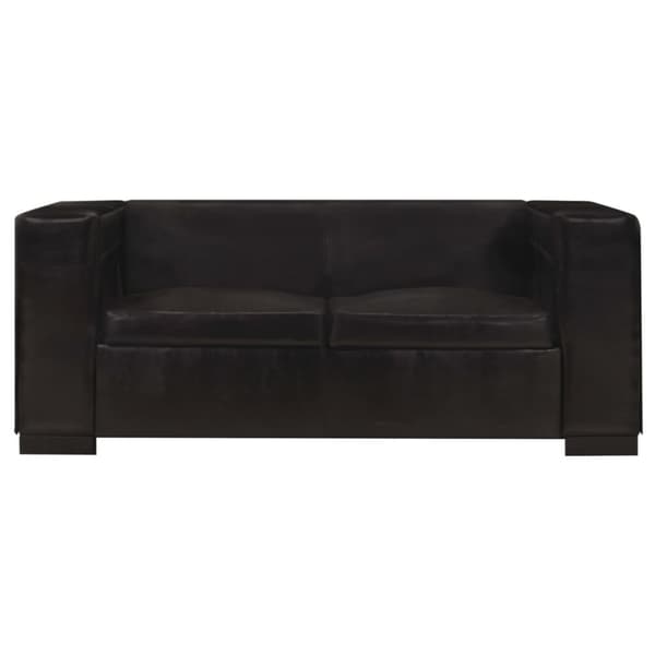 vidaXL 325119  2-Seater Sofa Black Real Leather