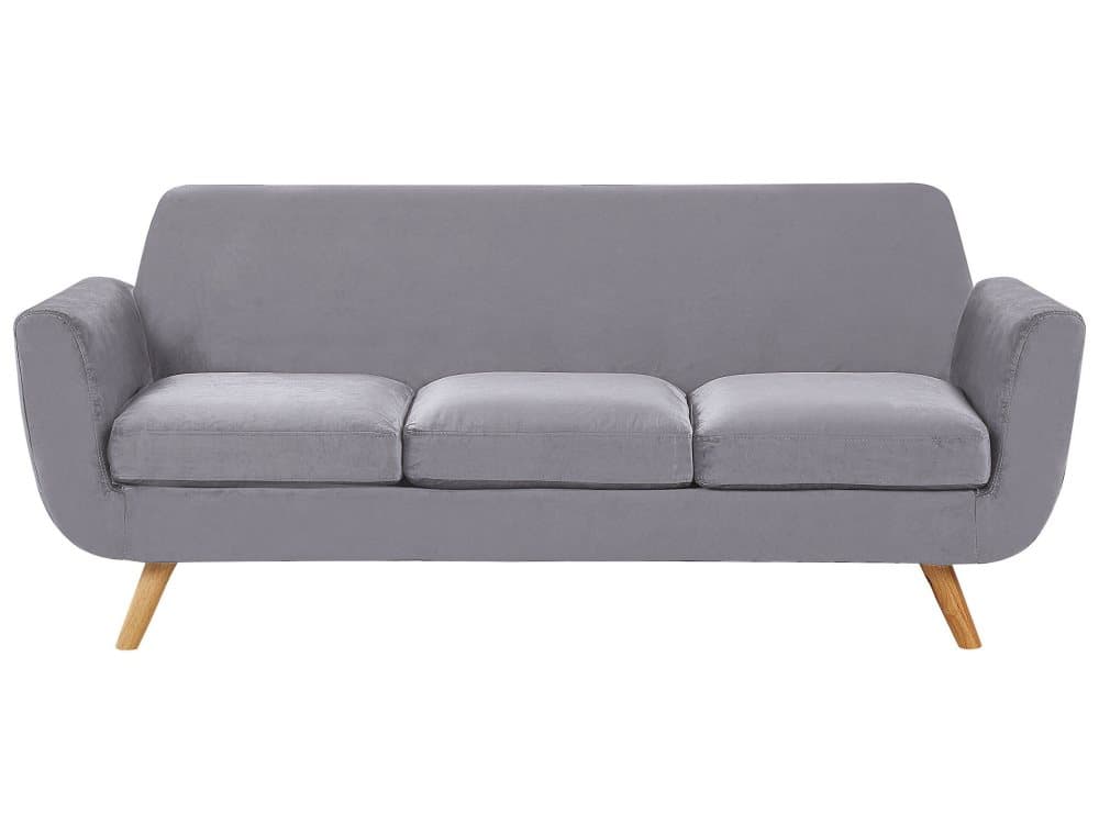 Soffa 3-sits sammet grå avtagbart överdrag BERNES
