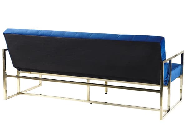 Bäddsoffa Koboltblå Sammet Tuftad 3-sits Guld Metall Ram med Armstöd Retro Stil