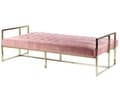 Miniatyrbild 6 av 11: Bäddsoffa Rosa Sammet Tuftad 3-sits Guld Metall Ram med Armstöd Retro Stil