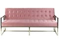 Miniatyrbild 1 av 11: Bäddsoffa Rosa Sammet Tuftad 3-sits Guld Metall Ram med Armstöd Retro Stil