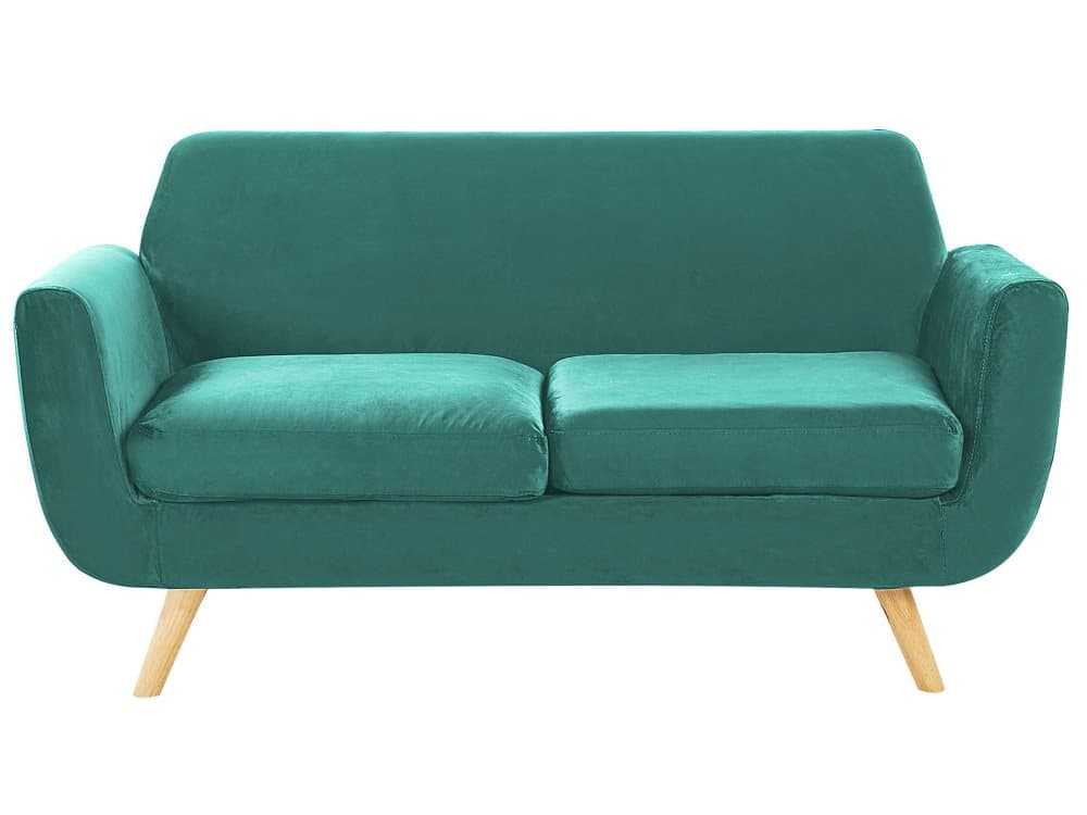 Soffa 2-sits sammet grön avtagbart överdrag BERNES