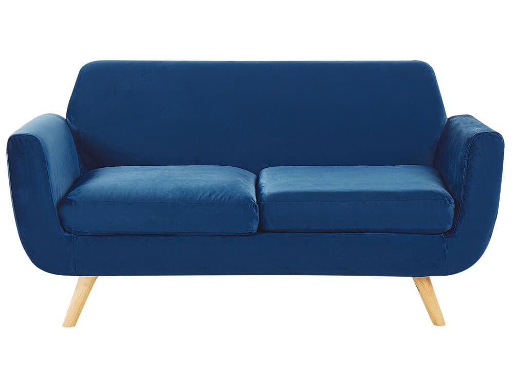 Soffa 2-sits sammet blå avtagbart överdrag BERNES