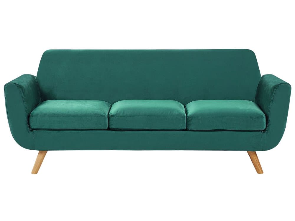 Soffa 3-sits sammet grön avtagbart överdrag BERNES
