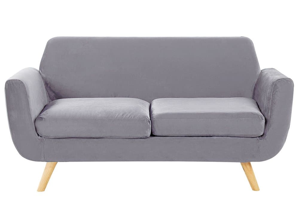 Soffa 2-sits sammet grå avtagbart överdrag BERNES
