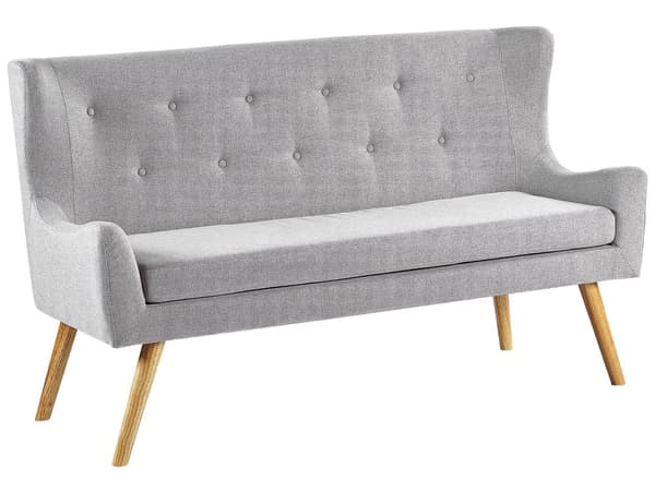 Kökssoffa Grå Polyester Klädsel 2-sits Ljust Trä Ben