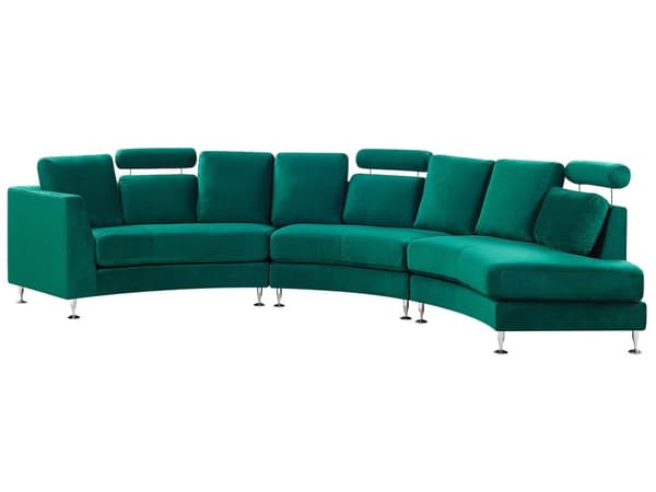 Böjd Soffa Mörkgrön Sammet Modulär 8-sits Justerbart Nackstöd Modern