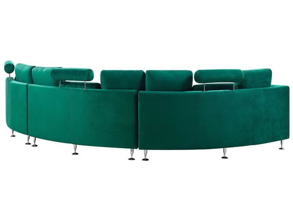 Böjd Soffa Mörkgrön Sammet Modulär 8-sits Justerbart Nackstöd Modern
