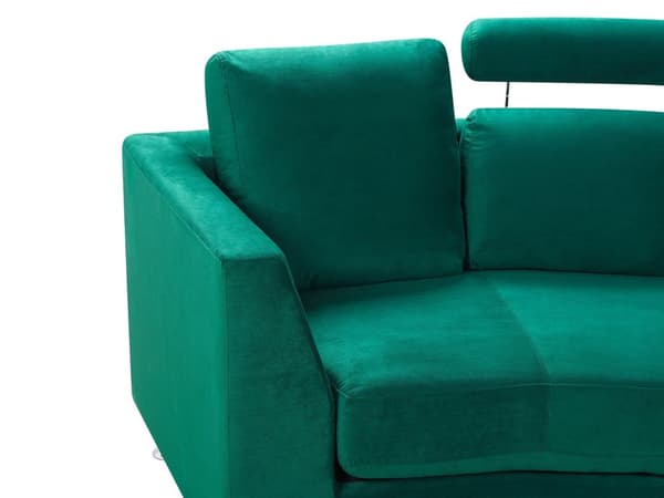 Böjd Soffa Mörkgrön Sammet Modulär 8-sits Justerbart Nackstöd Modern