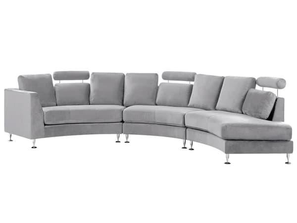 Böjd Soffa Ljusgrå Sammet Modulär 8-sits Justerbart Nackstöd Modern