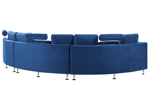Böjd Soffa Mörkblå Sammet Modulär 8-sits Justerbart Nackstöd Modern