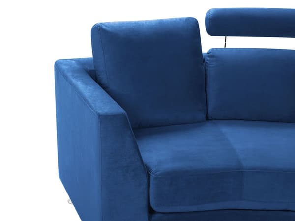 Böjd Soffa Mörkblå Sammet Modulär 8-sits Justerbart Nackstöd Modern