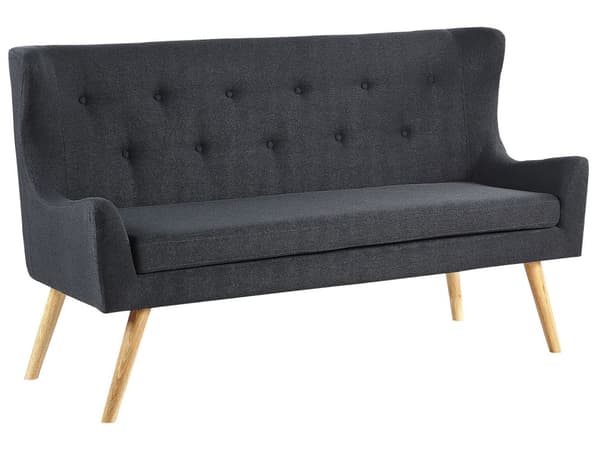 Kökssoffa Svart Polyester Klädsel 2-sits Ljust Trä Ben