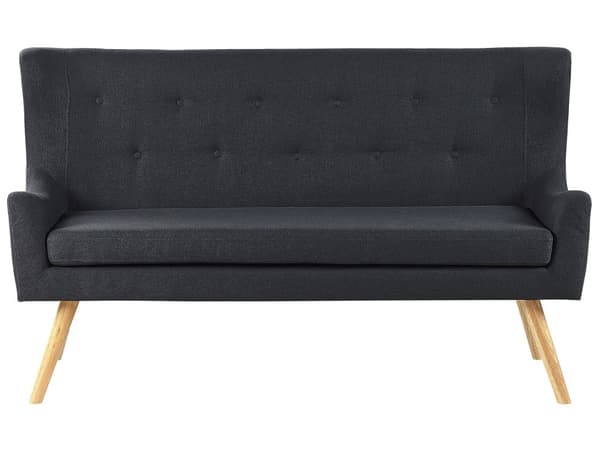 Kökssoffa Svart Polyester Klädsel 2-sits Ljust Trä Ben