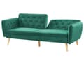 Miniatyrbillede 5 af 11: Sofa Grøn Velour Polster og Lyse Træben 213 x 84 cm 2 Personers med Sovefunktion Dekorativ Design Knap Tuftet Stue Moderne Seng som Sofa Stil