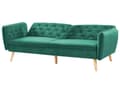 Miniatyrbillede 6 af 11: Sofa Grøn Velour Polster og Lyse Træben 213 x 84 cm 2 Personers med Sovefunktion Dekorativ Design Knap Tuftet Stue Moderne Seng som Sofa Stil