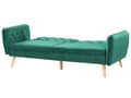 Miniatyrbillede 7 af 11: Sofa Grøn Velour Polster og Lyse Træben 213 x 84 cm 2 Personers med Sovefunktion Dekorativ Design Knap Tuftet Stue Moderne Seng som Sofa Stil