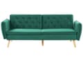Miniatyrbillede 1 af 11: Sofa Grøn Velour Polster og Lyse Træben 213 x 84 cm 2 Personers med Sovefunktion Dekorativ Design Knap Tuftet Stue Moderne Seng som Sofa Stil
