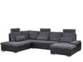 Miniatyrbillede 5 af 11: Grå Polstret 5 Personers Hjørnesovesofa med Beholder Justerbare Nakkestøtter U-formet Sofa