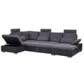 Miniatyrbillede 7 af 11: Grå Polstret 5 Personers Hjørnesovesofa med Beholder Justerbare Nakkestøtter U-formet Sofa