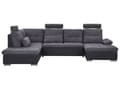 Miniatyrbillede 1 af 11: Grå Polstret 5 Personers Hjørnesovesofa med Beholder Justerbare Nakkestøtter U-formet Sofa