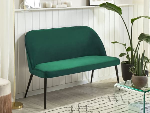 Grøn Velour Sofa 2 Personers Køkkenbænk Metalstel Sorte Ben Entre Stue Værelse