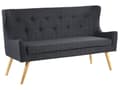 Miniatyrbillede 5 af 11: Sort polstret sofa 2-personers køkken quiltet bænk ørekrog træben hall