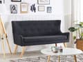 Miniatyrbillede 2 af 11: Sort polstret sofa 2-personers køkken quiltet bænk ørekrog træben hall