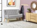 Miniatyrbillede 4 af 11: Lysegrå polstret sofa 2-personers køkken quiltet bænk ørekrog træben hall