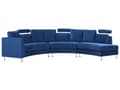 Miniatyrbillede 7 af 11: Sofa Mørkeblå Velour Stof 7 Personers Moderne Rund U Formet Buet Sofa med Chaiselong Justerbare Nakkestøtter Modul Opbygget Kæmpe Designsofa