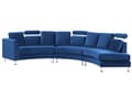 Miniatyrbillede 8 af 11: Sofa Mørkeblå Velour Stof 7 Personers Moderne Rund U Formet Buet Sofa med Chaiselong Justerbare Nakkestøtter Modul Opbygget Kæmpe Designsofa