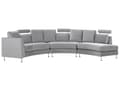 Miniatyrbillede 7 af 11: Sofa Lysegrå Velour Stof 7 Personers Moderne Rund U Formet Buet Sofa med Chaiselong Justerbare Nakkestøtter Modul Opbygget Kæmpe Designsofa