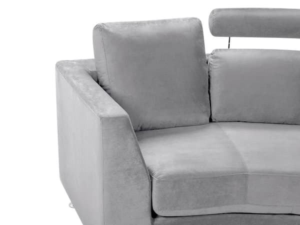 Sofa Lysegrå Velour Stof 7 Personers Moderne Rund U Formet Buet Sofa med Chaiselong Justerbare Nakkestøtter Modul Opbygget Kæmpe Designsofa
