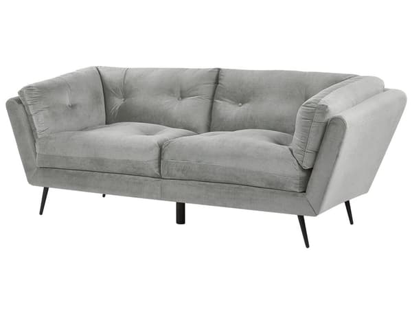 Velour Sofa Grå 210 x 90 cm med Hynder Moderne Stil