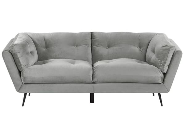 Velour Sofa Grå 210 x 90 cm med Hynder Moderne Stil