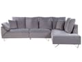 Miniatyrbillede 4 af 10: Grå Velour Sofa 266 x 181 cm med Puder Kromet Ben Moderne Stil