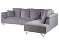 Miniatyrbillede 5 af 10: Grå Velour Sofa 266 x 181 cm med Puder Kromet Ben Moderne Stil