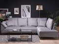 Miniatyrbillede 2 af 10: Grå Velour Sofa 266 x 181 cm med Puder Kromet Ben Moderne Stil