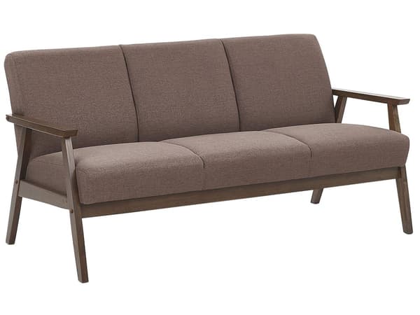 Brun Polyester Polstret Sofa Træramme Sofa til 3 Personer til Stue Retro Design
