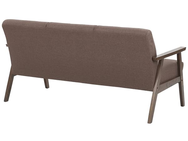 Brun Polyester Polstret Sofa Træramme Sofa til 3 Personer til Stue Retro Design