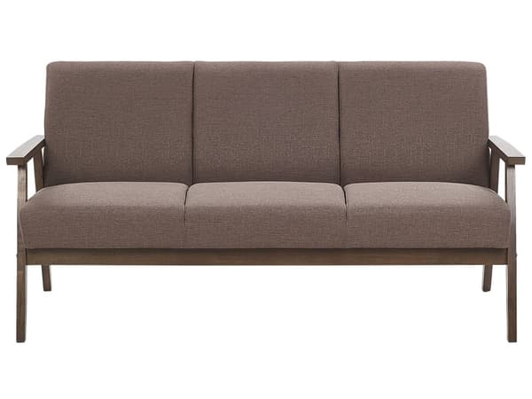 Brun Polyester Polstret Sofa Træramme Sofa til 3 Personer til Stue Retro Design