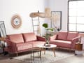 Miniatyrbillede 4 af 11: Sofa Lyserød Velour Guld Metalben 3 Personers Dekorativ Indendørs Dyb Sofa til Stue Indretning Glamour Retro Inspiration Tilbehør
