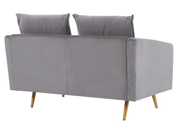 Sofa Grå Velour Guld Metalben 2 Personers Dekorativ Indendørs Dyb Sofa til Stue Indretning Glamour Retro Inspiration Tilbehør