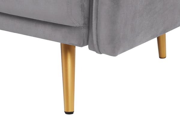 Sofa Grå Velour Guld Metalben 2 Personers Dekorativ Indendørs Dyb Sofa til Stue Indretning Glamour Retro Inspiration Tilbehør