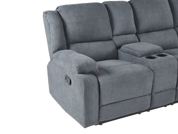 Kulmasohva tummanharmaa kangas 229 x 196 x 94 cm vaneri viidelle manuaalisesti säädettävä